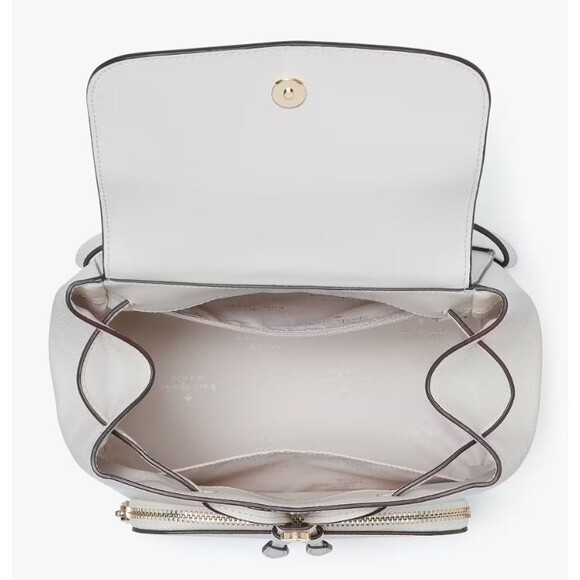 KATE SPADE Kristi Leather Backpack Purse Women’s Medium Quill Gray Bag NWT - Picture 3 of 7